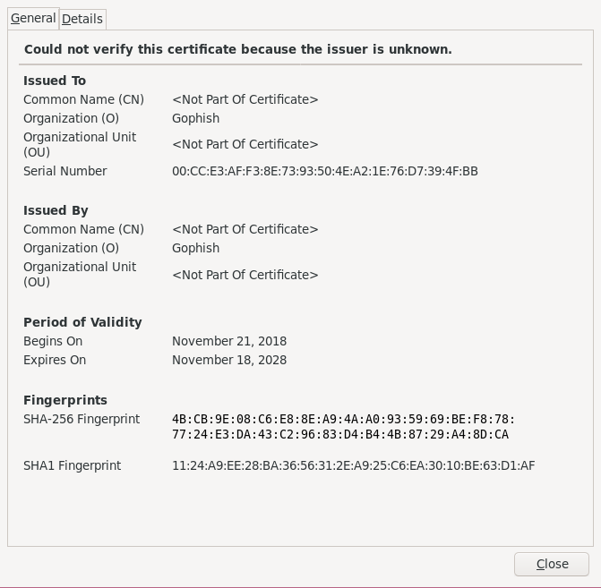 Hackback - GoPhish SSL Certificate